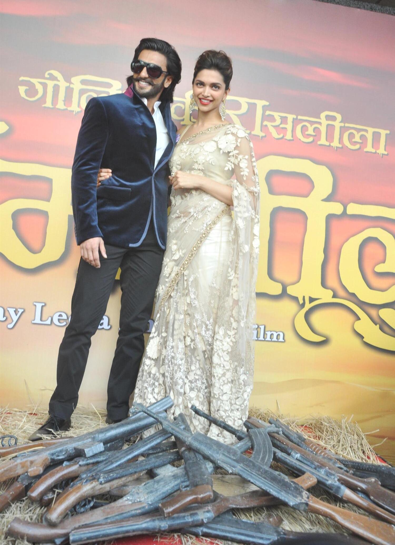 Deepika Padukone With Ranveer Singh At Film Ram Leela