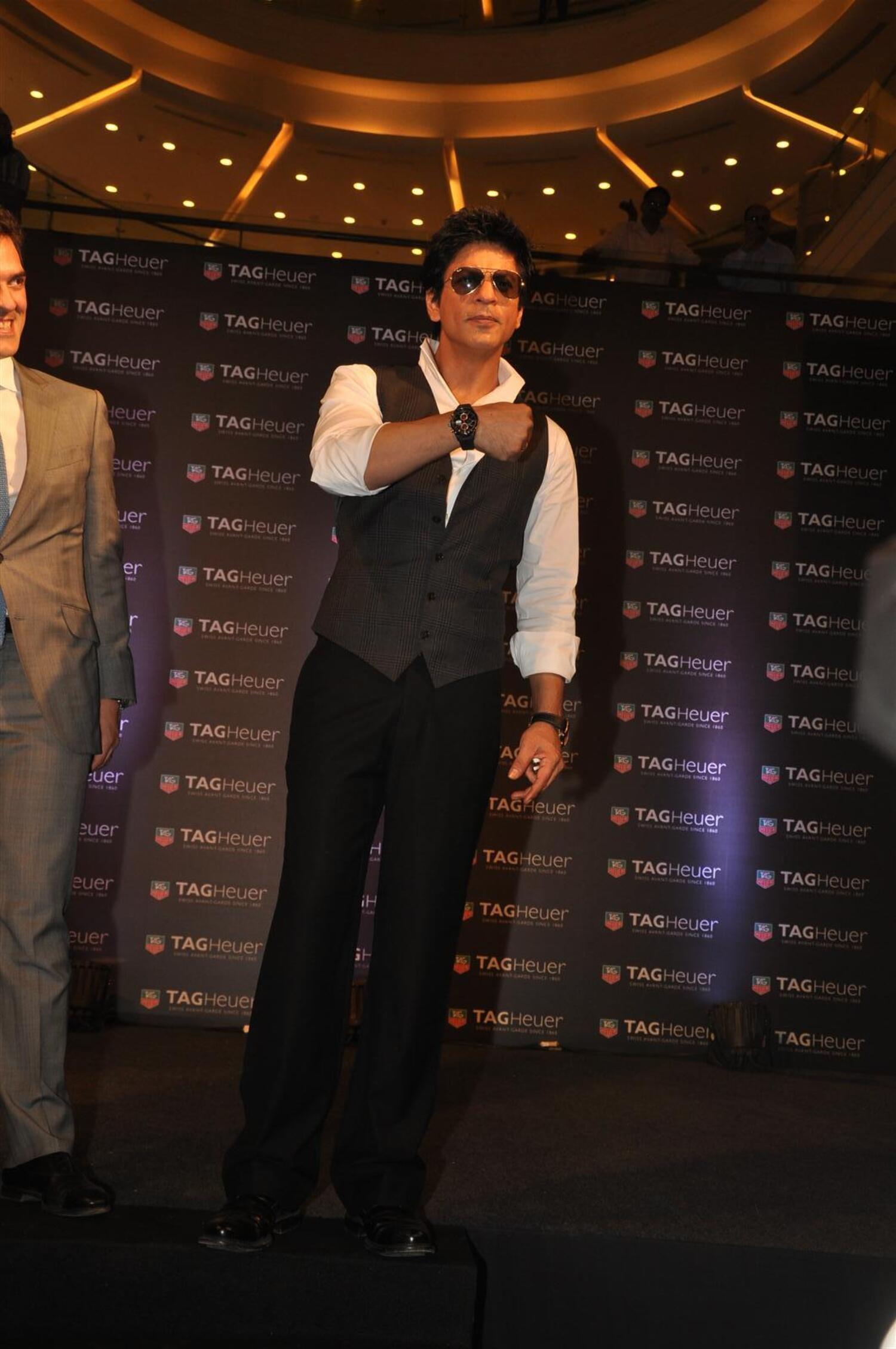 Brand Ambassador Shah Rukh Khan Posing With Tag Heuer Watches At The Launch Of The New Boutique 9728