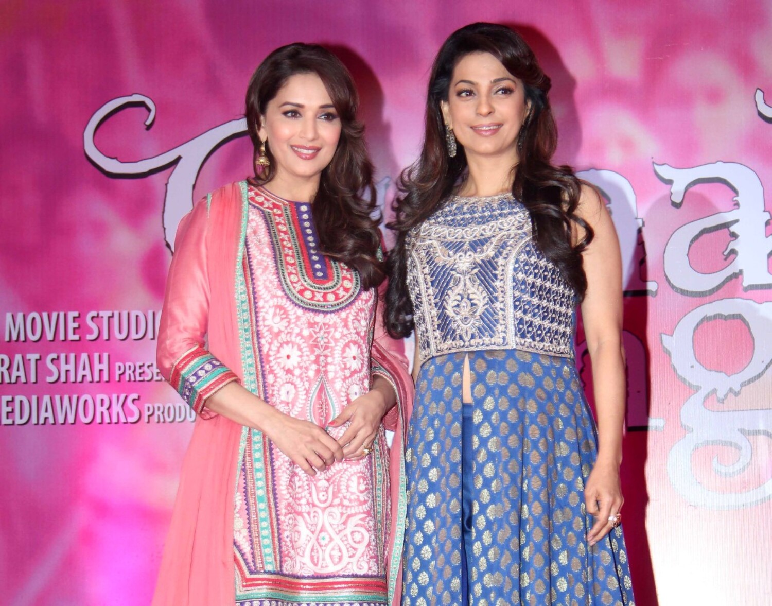 Madhuri Dixit With Juhi Chawla At The Trailer Success Celebration Of ...