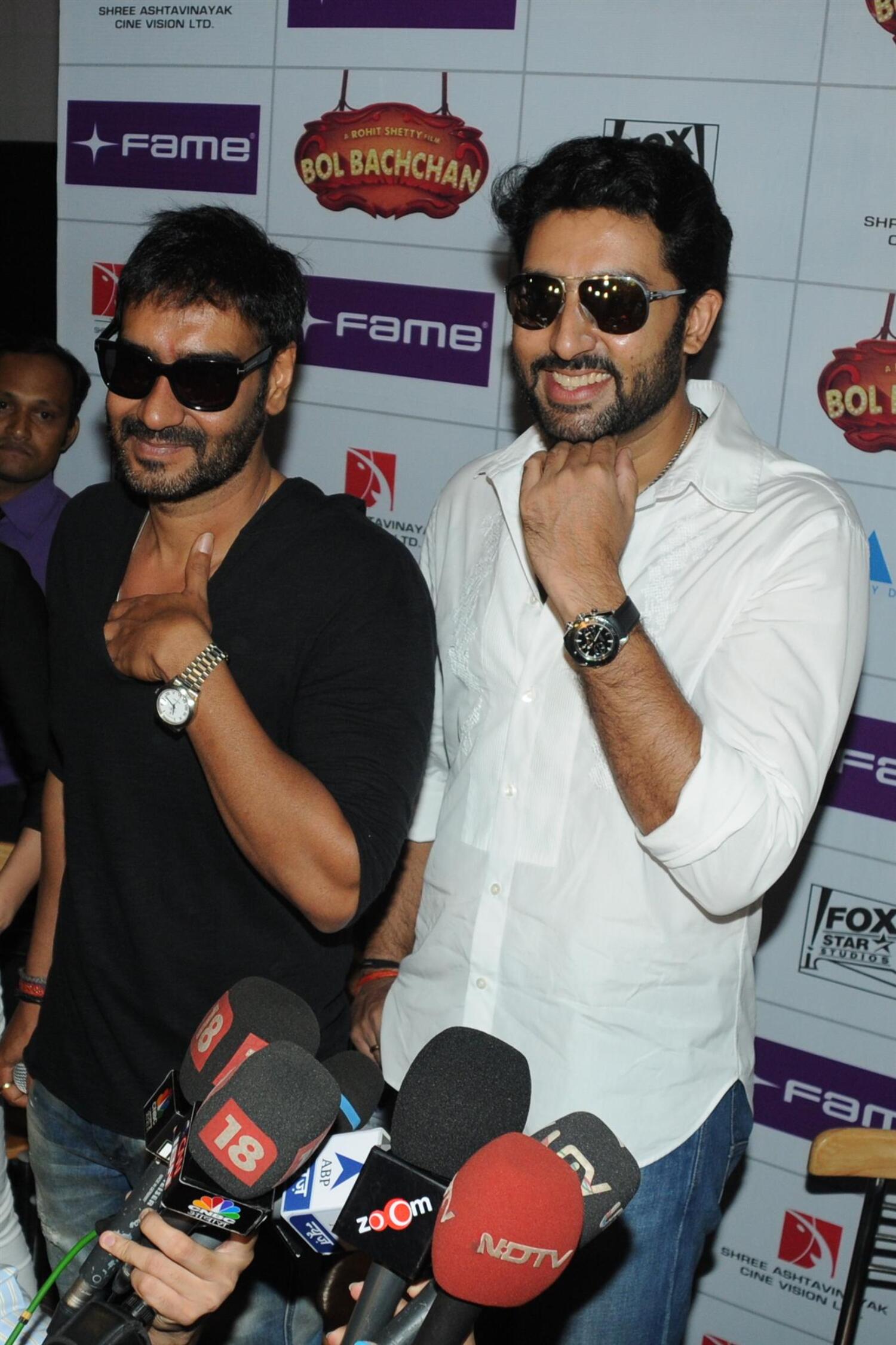 Abhishek Bachchan With Ajay Devgan At Fame Cinemas At Inorbit Mall In ...