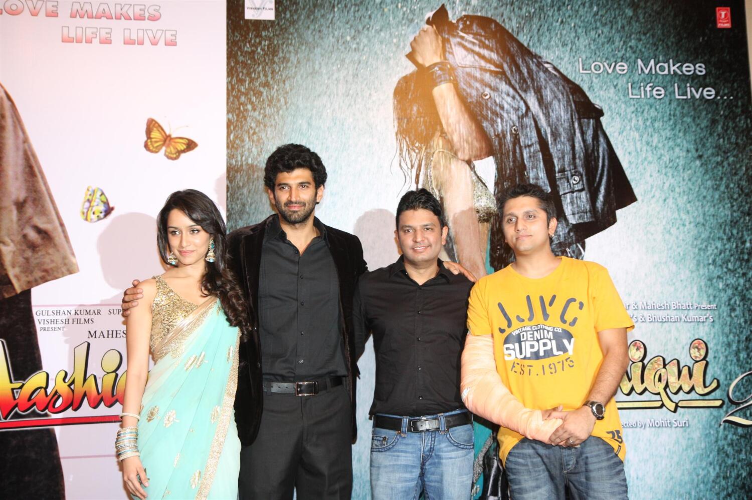 Shraddha Kapoor Aditya Roy Kapur Bhushan Kumar Mohit Suri at the first