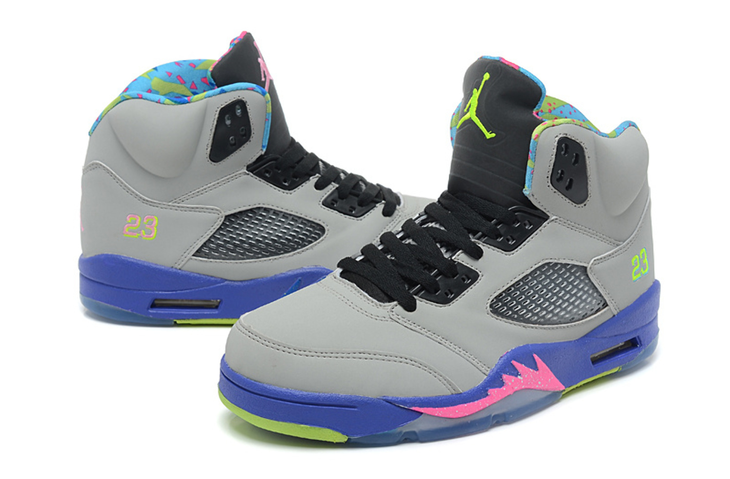 air jordan retro 5 grey purple pink green