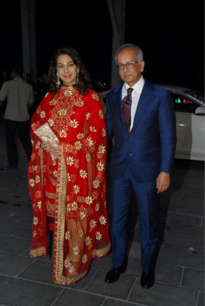 Juhi Chawla with husband Jay Mehta at Uday Singh and Shirin Morani