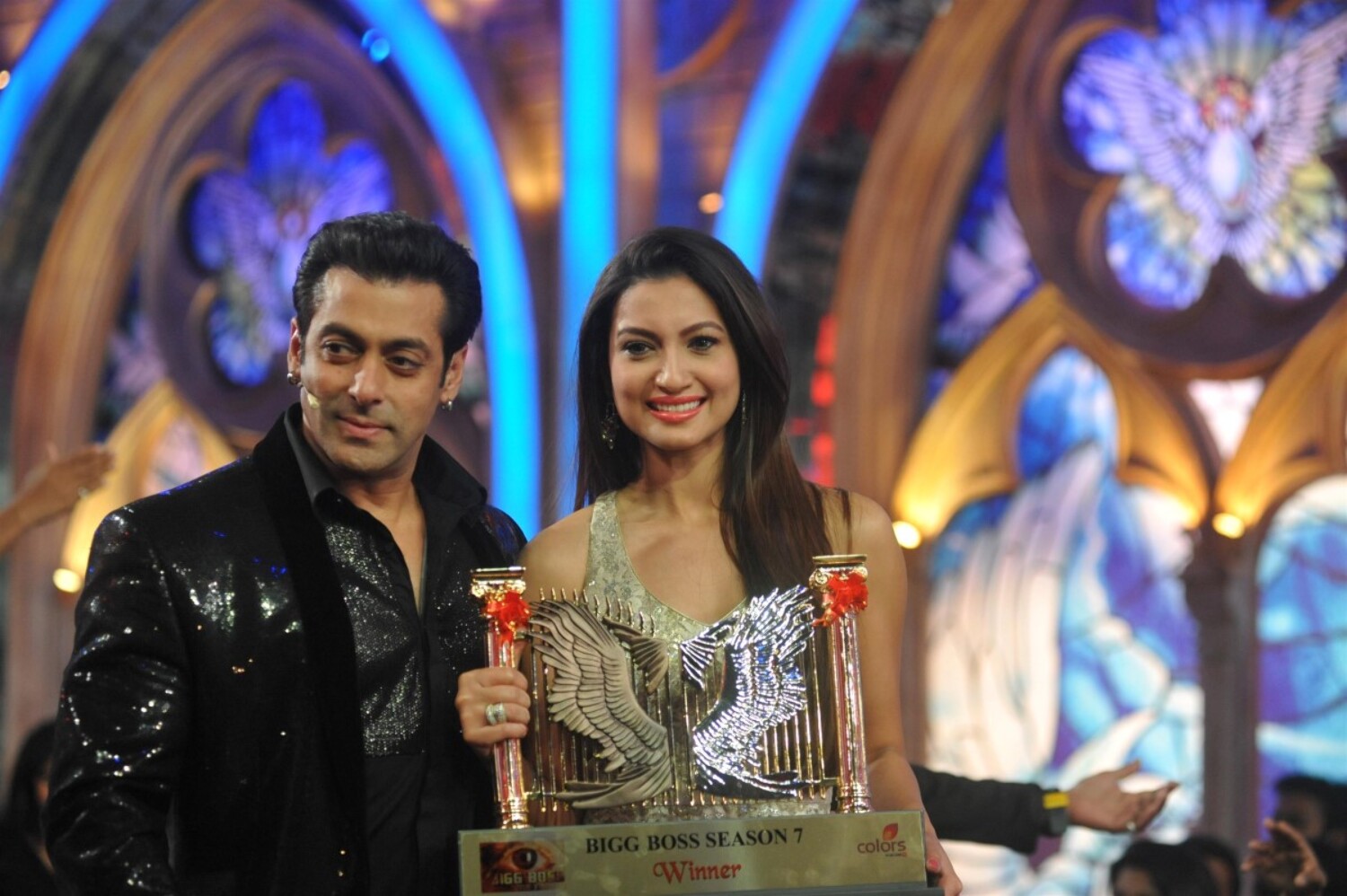 Salman Khan with BIGG BOSS Season 7 winner Gauhar Khan at the BIGG BOSS ...