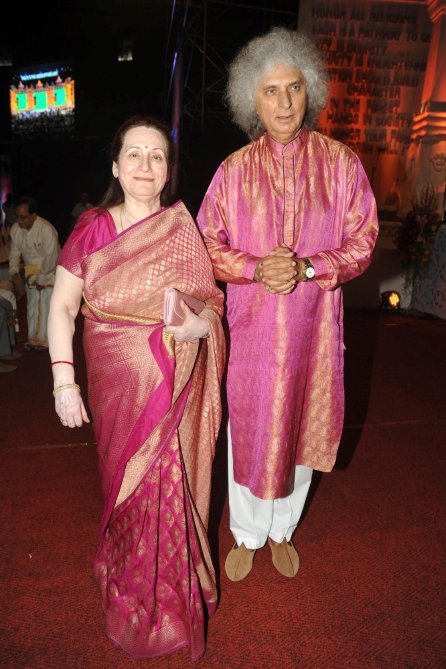 Pandit Shivkumar Sharma with his wife at the third anniversary ...