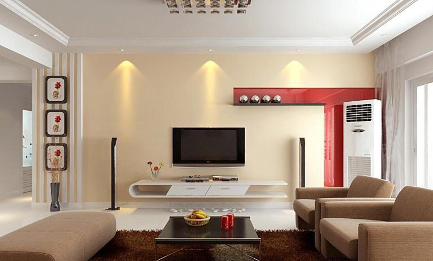 Modern Living Room TV Wall Units 25 in White and Beige Colors ...