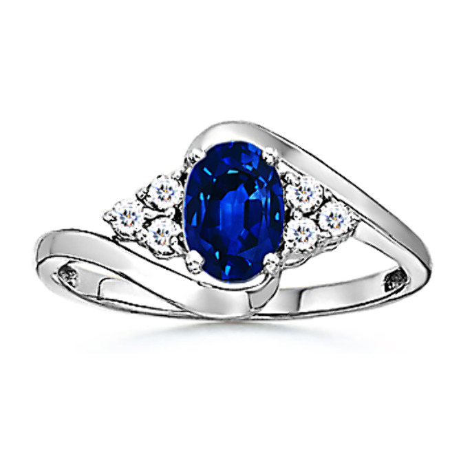 Oval Sapphire and Round Diamond Twisted Shank Ring : angara inc on ...